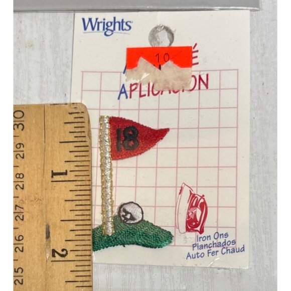 Iron On Sports Patches Set Includes 6 Pieces & Golf Flag 18 Applique By Wrights - Picture 5 of 6